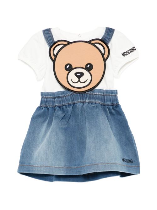 Completo bambina Moschino Baby denim con gonna jeans e orso MOSCHINO BABY | MDG01VLXE4340332
